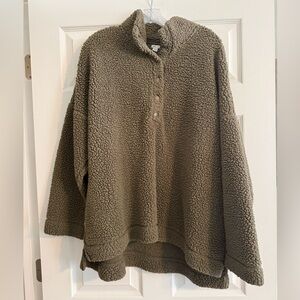 Aerie Olive Teddy Pullover Jacket XL
